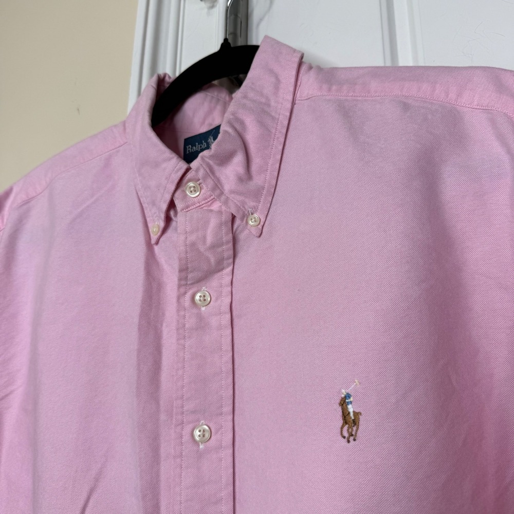 Vintage Polo Ralph Lauren Oxford Mens Large Pink Classic Fit Flesh Pony Shirt - Picture 4 of 7